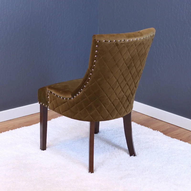 Tufted Velvet Upholstered Dining Chair with Poplar Wooden Legs