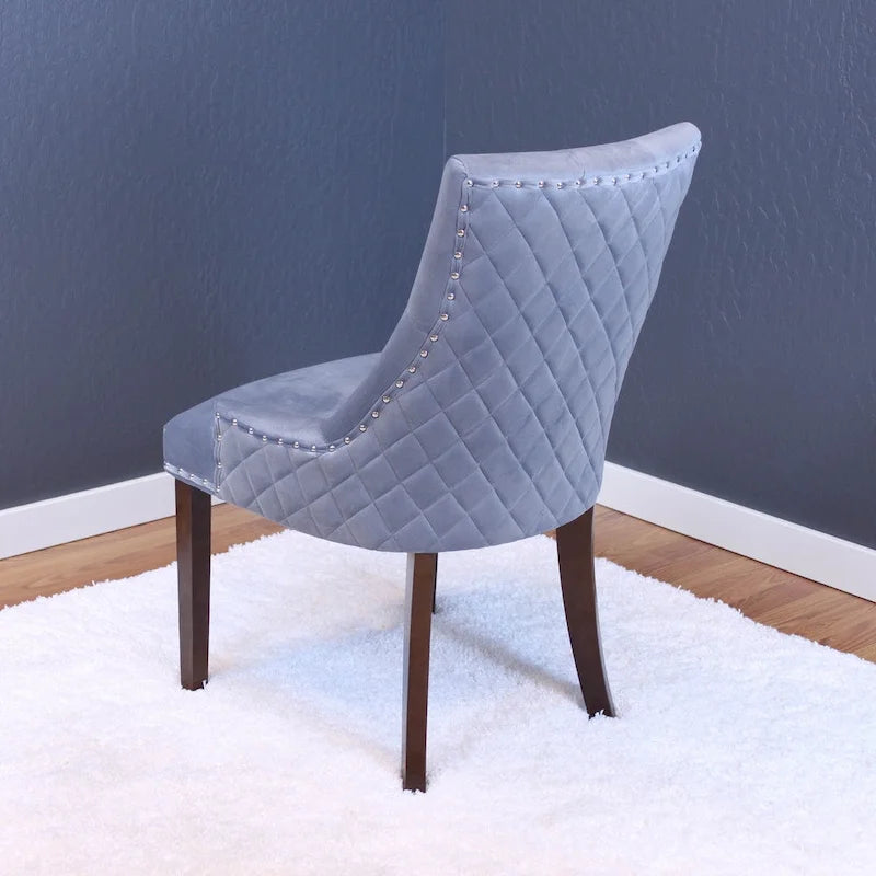 Tufted Velvet Upholstered Dining Chair with Poplar Wooden Legs