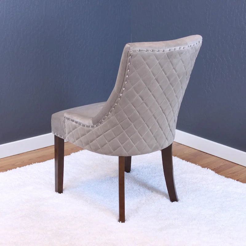 Tufted Velvet Upholstered Dining Chair with Poplar Wooden Legs