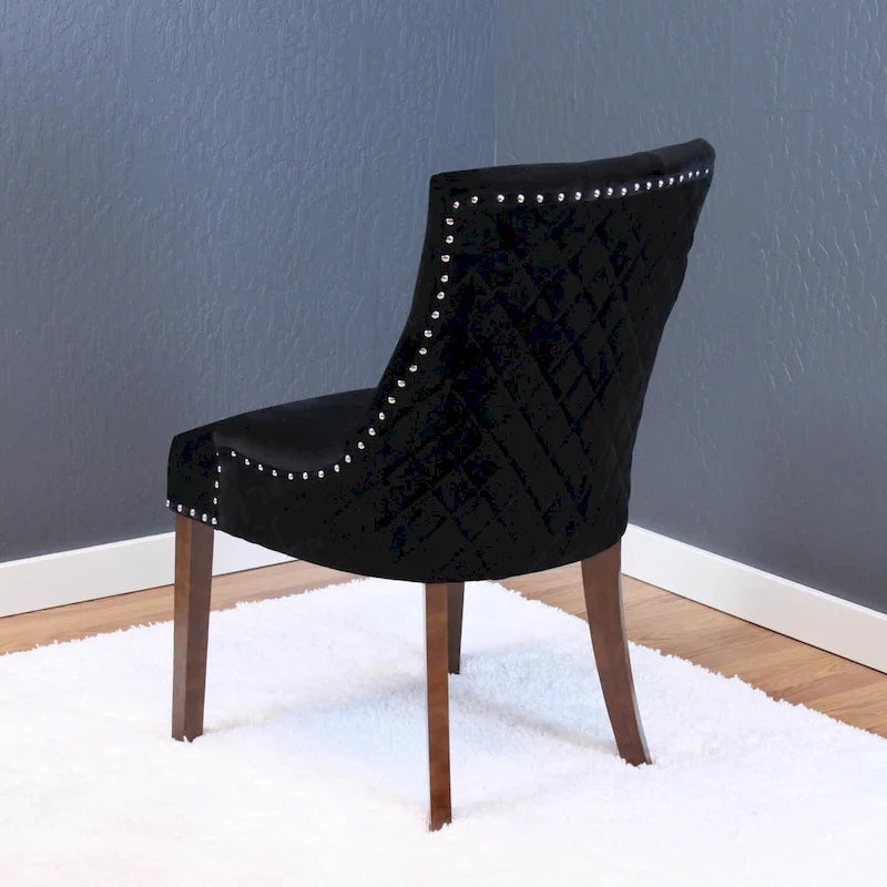 Tufted Velvet Upholstered Dining Chair with Poplar Wooden Legs