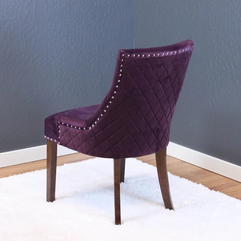 Tufted Velvet Upholstered Dining Chair with Poplar Wooden Legs