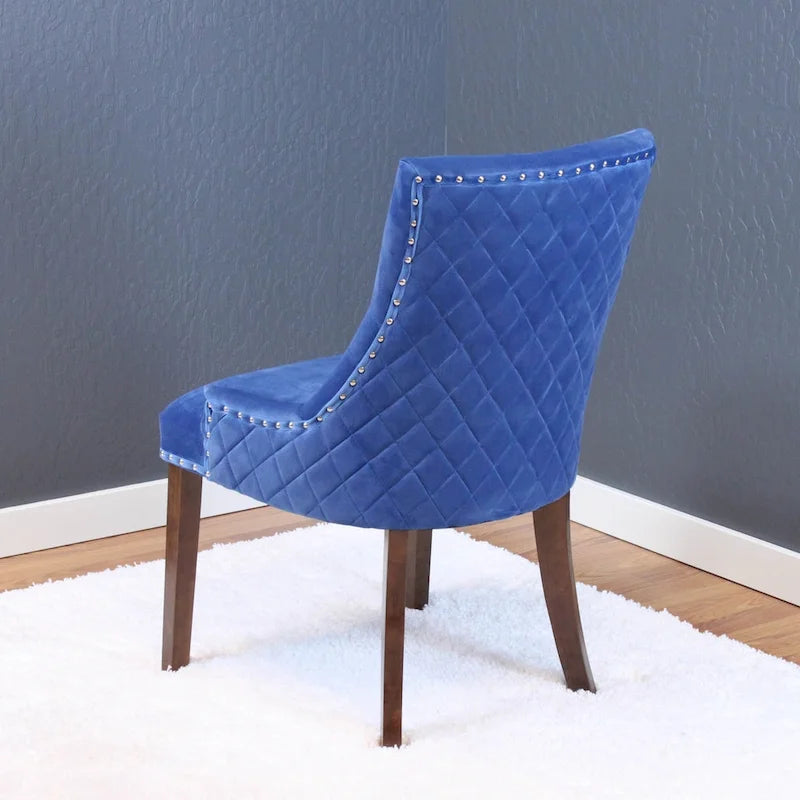 Tufted Velvet Upholstered Dining Chair with Poplar Wooden Legs