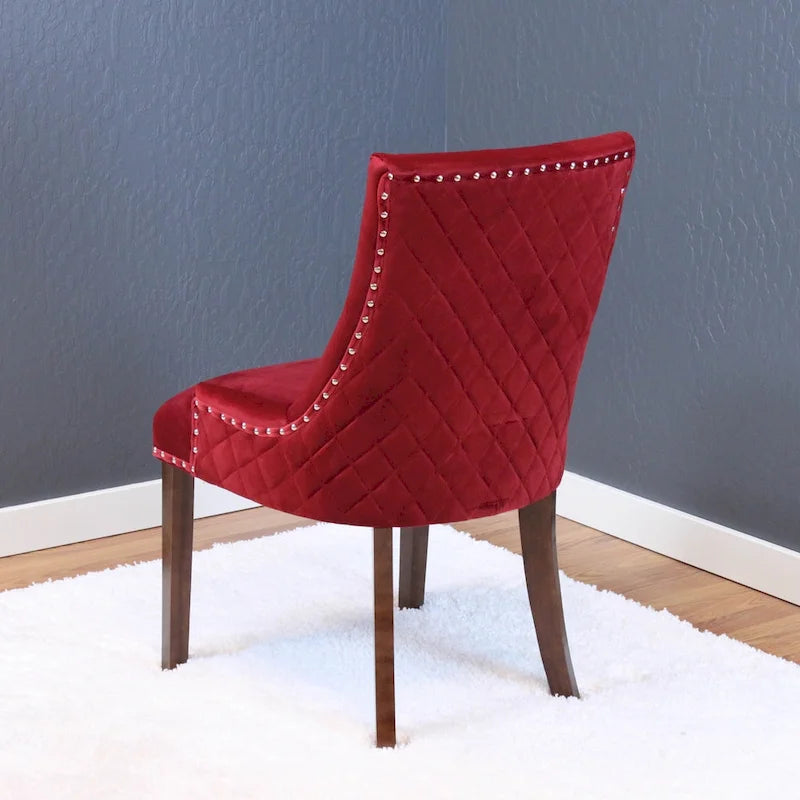 Tufted Velvet Upholstered Dining Chair with Poplar Wooden Legs