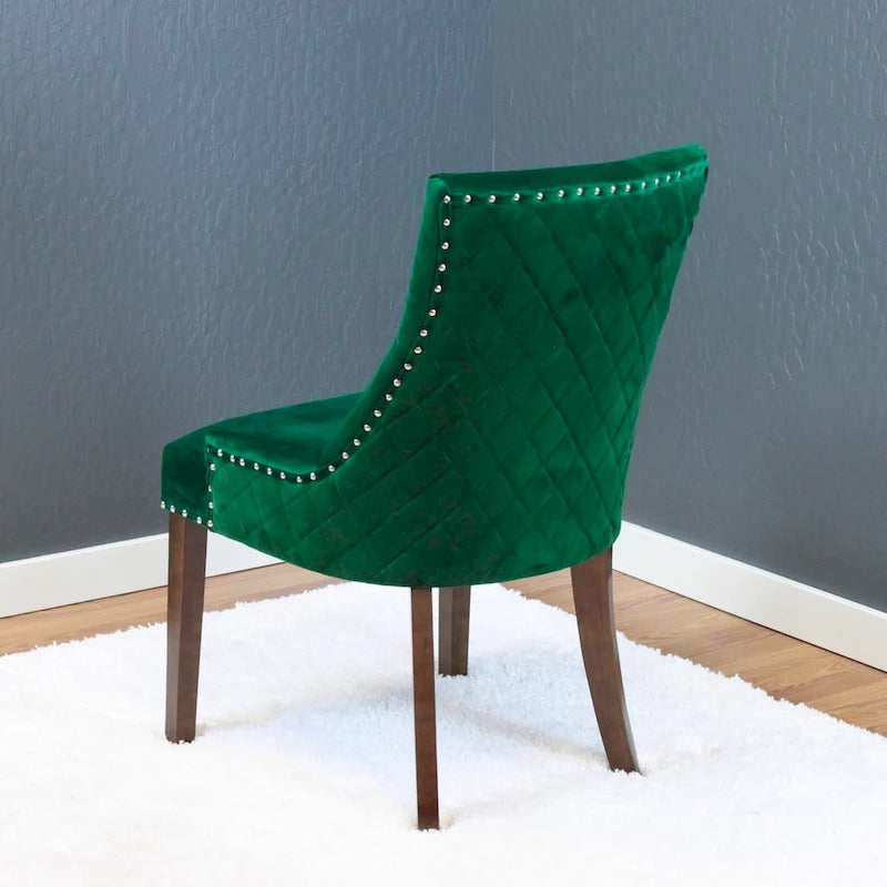 Tufted Velvet Upholstered Dining Chair with Poplar Wooden Legs