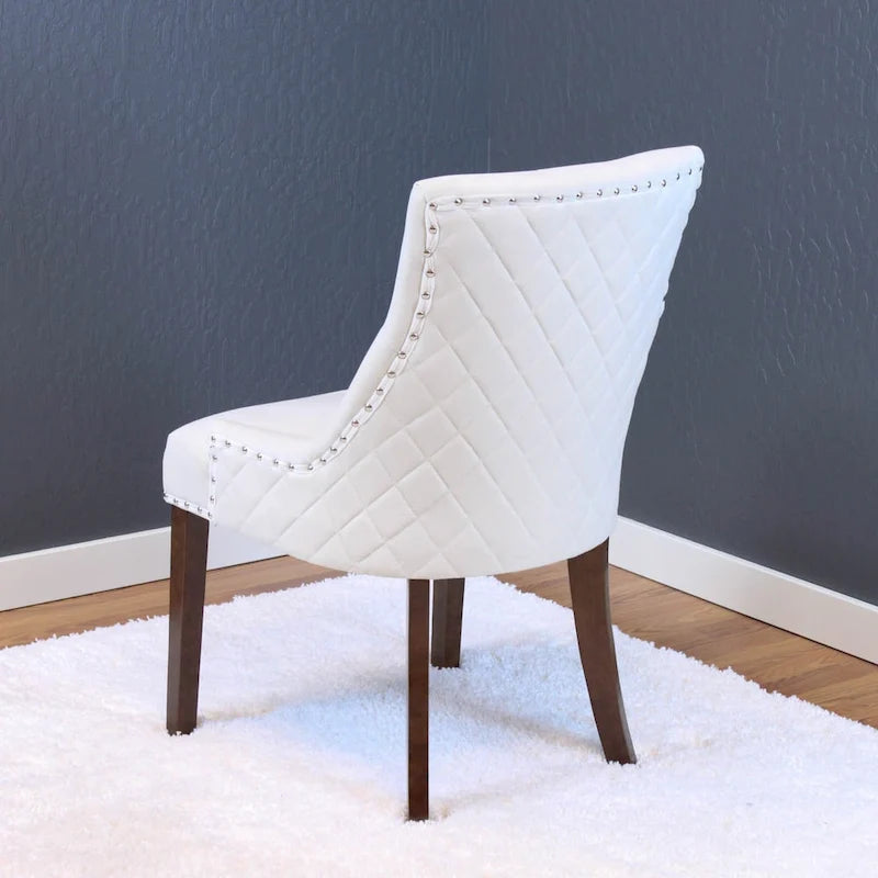 Tufted Velvet Upholstered Dining Chair with Poplar Wooden Legs
