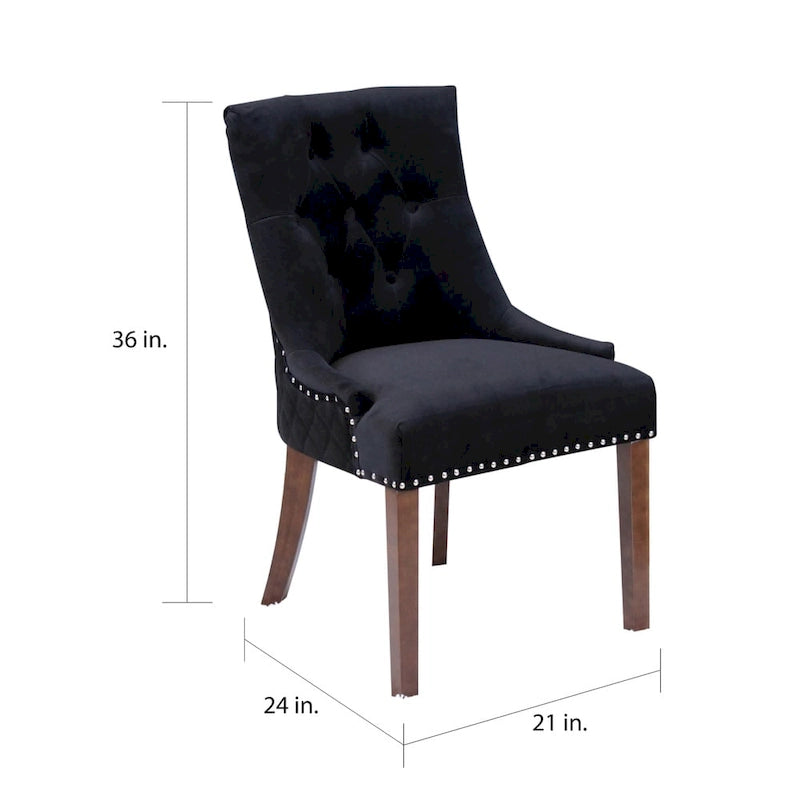 Tufted Velvet Upholstered Dining Chair with Poplar Wooden Legs