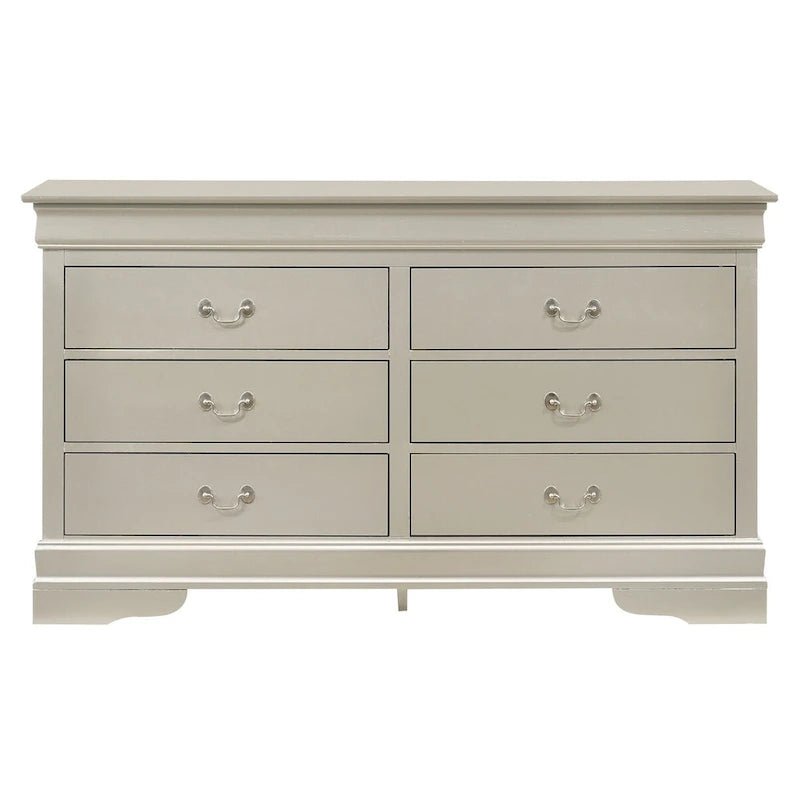 Classic 6-Drawer Dresser with Dovetailed Drawers and Curved Molding