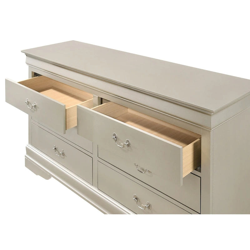 Classic 6-Drawer Dresser with Dovetailed Drawers and Curved Molding
