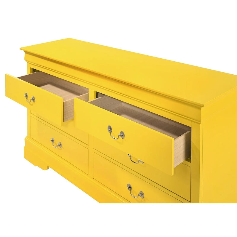 Classic 6-Drawer Dresser with Dovetailed Drawers and Curved Molding