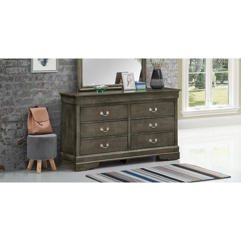Classic 6-Drawer Dresser with Dovetailed Drawers and Curved Molding
