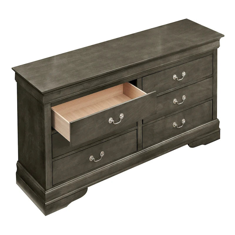 Classic 6-Drawer Dresser with Dovetailed Drawers and Curved Molding