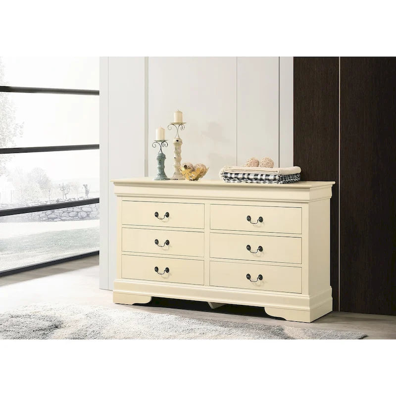 Classic 6-Drawer Dresser with Dovetailed Drawers and Curved Molding