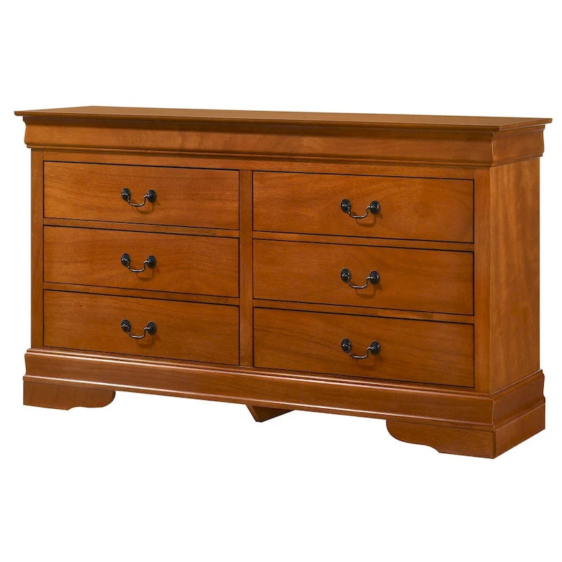 Classic 6-Drawer Dresser with Dovetailed Drawers and Curved Molding