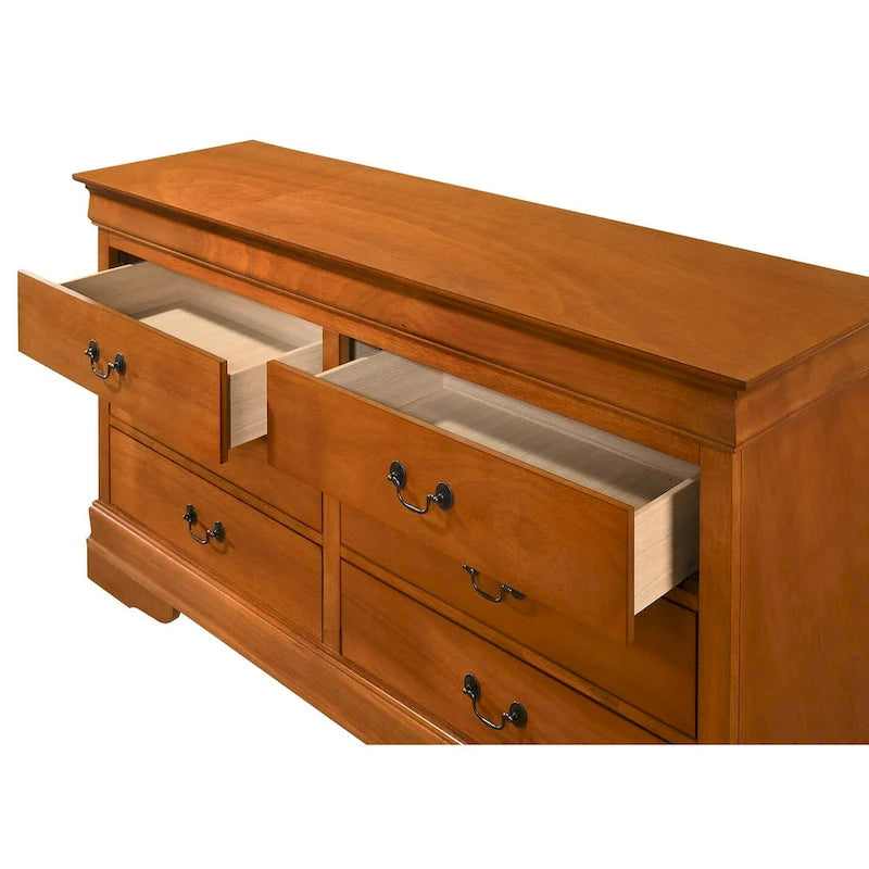 Classic 6-Drawer Dresser with Dovetailed Drawers and Curved Molding