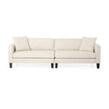 Contemporary Fabric Upholstered Sofa with Accent Pillows Birch Wood Legs Charcoal Beige