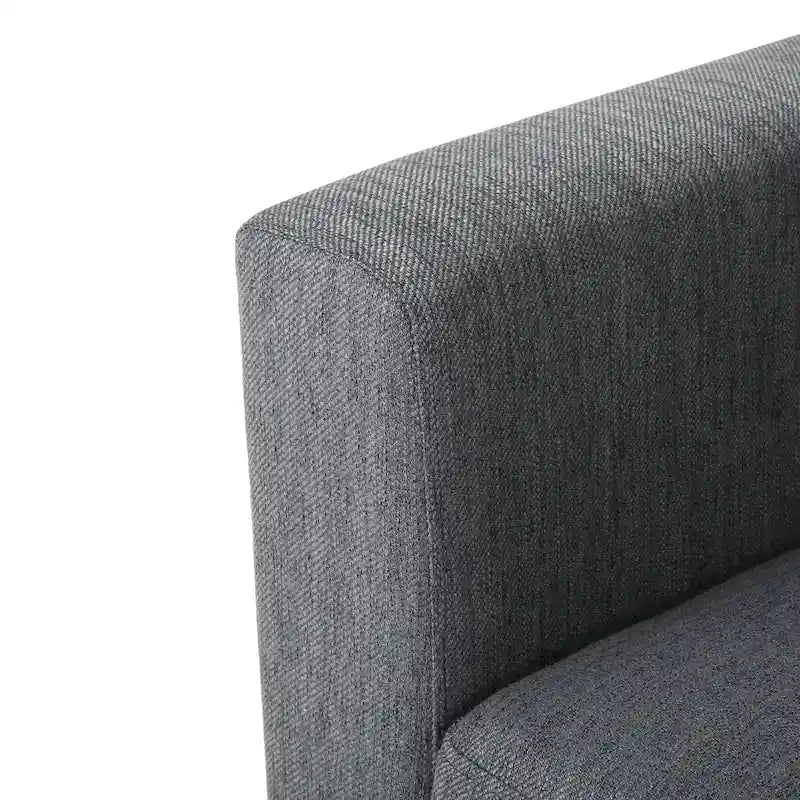 Contemporary Fabric Upholstered Sofa with Accent Pillows Birch Wood Legs Charcoal Beige