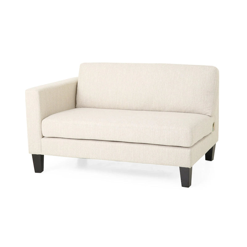 Contemporary Fabric Upholstered Sofa with Accent Pillows Birch Wood Legs Charcoal Beige