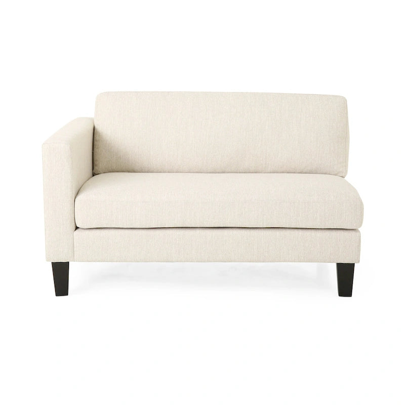 Contemporary Fabric Upholstered Sofa with Accent Pillows Birch Wood Legs Charcoal Beige