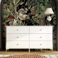 White 6-Drawer Dresser with Gold Handles Modern MDF Storage Chest