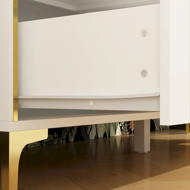 White 6-Drawer Dresser with Gold Handles Modern MDF Storage Chest
