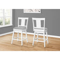 Grey Upholstered Swivel Counter Height Bar Chair with White Wood Frame