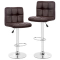 Quilted PU Leather Adjustable Height Swivel Bar Stool with Chrome Base