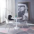 Round White Mid-Century Dining Table with MDF Top and Metal Legs