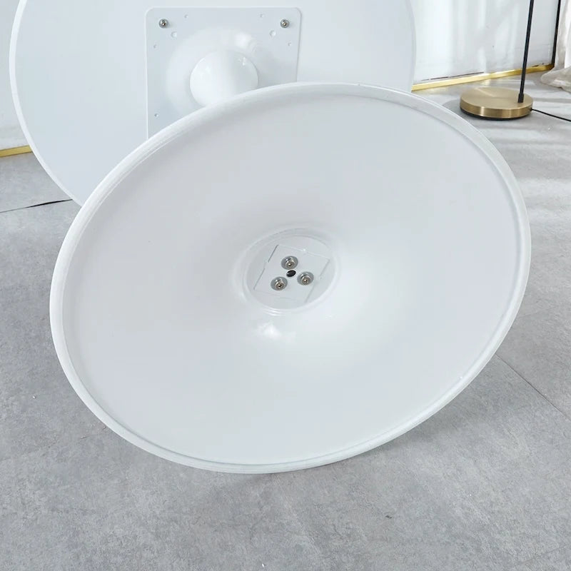 Round White Mid-Century Dining Table with MDF Top and Metal Legs