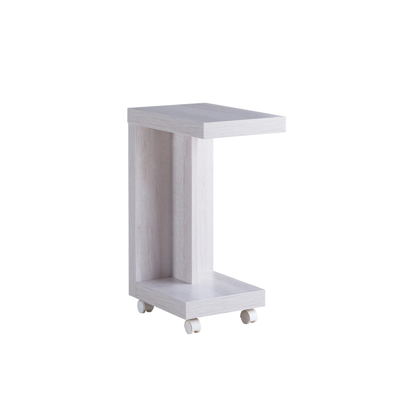 Modern Mobile End Table with Locking Caster Wheels and Bottom Shelf