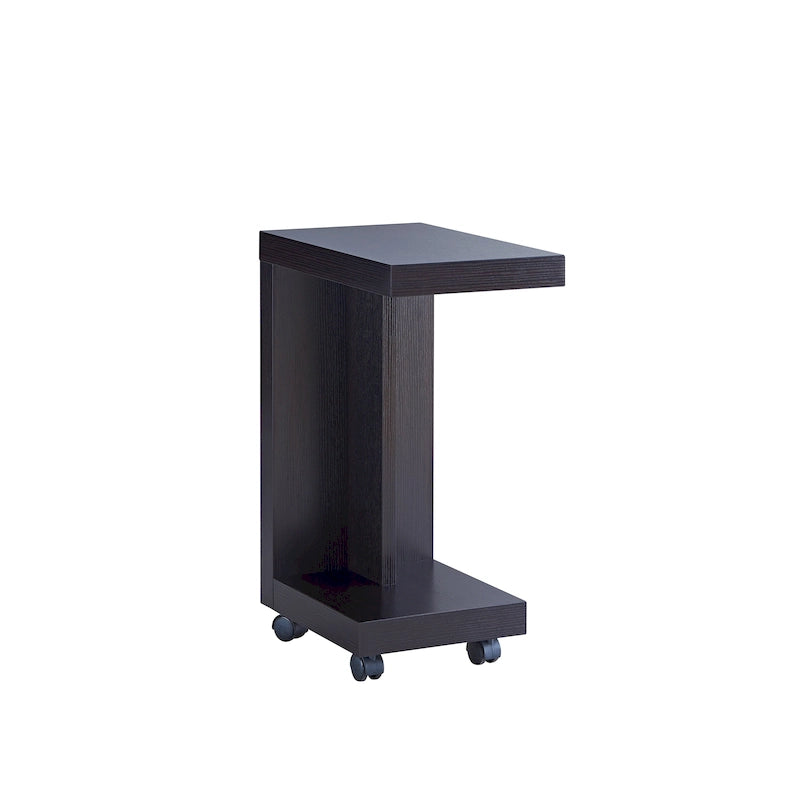 Modern Mobile End Table with Locking Caster Wheels and Bottom Shelf