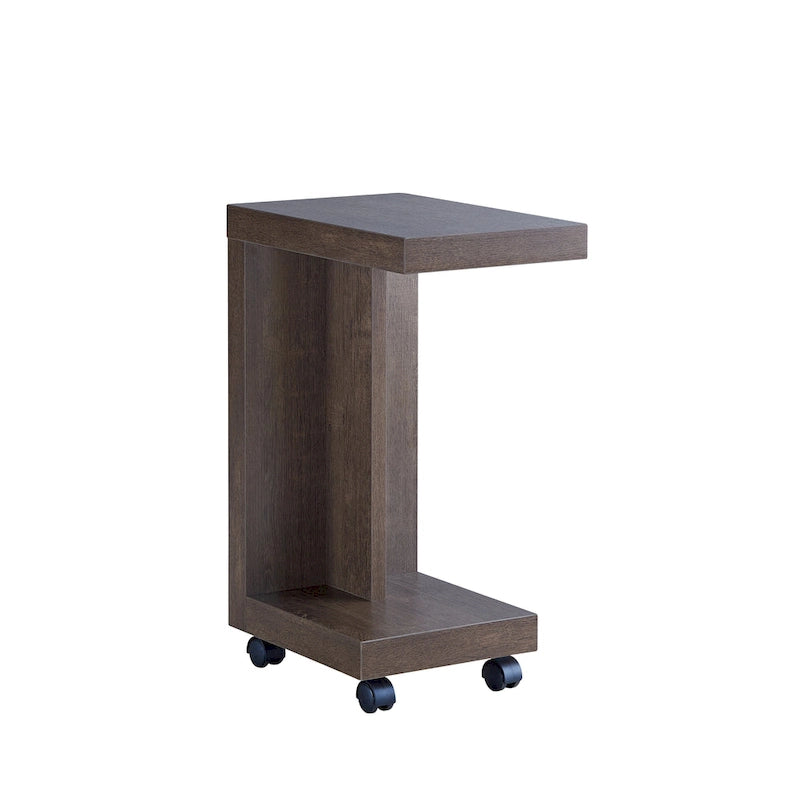 Modern Mobile End Table with Locking Caster Wheels and Bottom Shelf