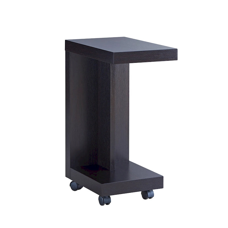 Modern Mobile End Table with Locking Caster Wheels and Bottom Shelf