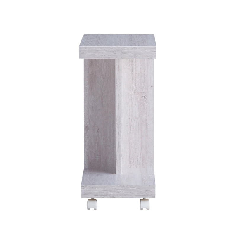 Modern Mobile End Table with Locking Caster Wheels and Bottom Shelf