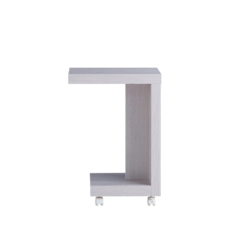 Modern Mobile End Table with Locking Caster Wheels and Bottom Shelf