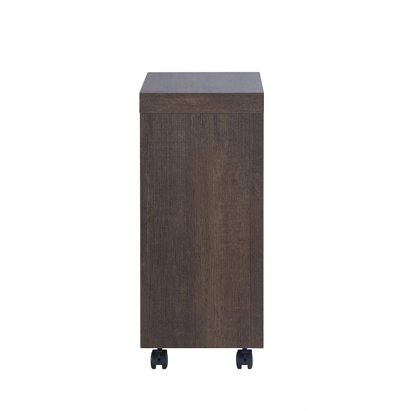 Modern Mobile End Table with Locking Caster Wheels and Bottom Shelf