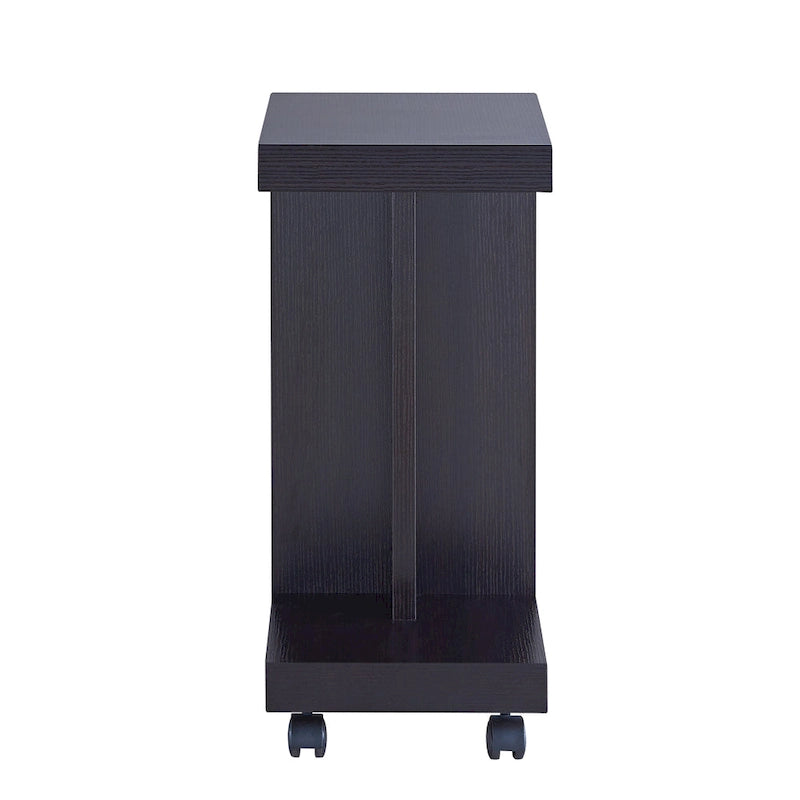 Modern Mobile End Table with Locking Caster Wheels and Bottom Shelf