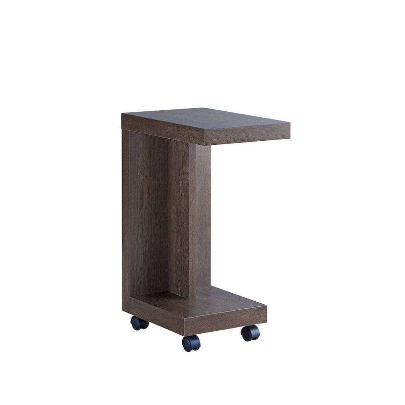 Modern Mobile End Table with Locking Caster Wheels and Bottom Shelf