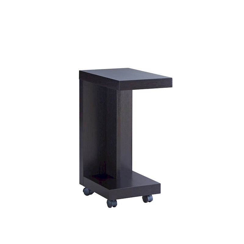 Modern Mobile End Table with Locking Caster Wheels and Bottom Shelf