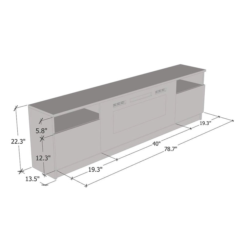 Glossy Electric Fireplace TV Stand with LED Lights Multi-Color Storage Cabinet