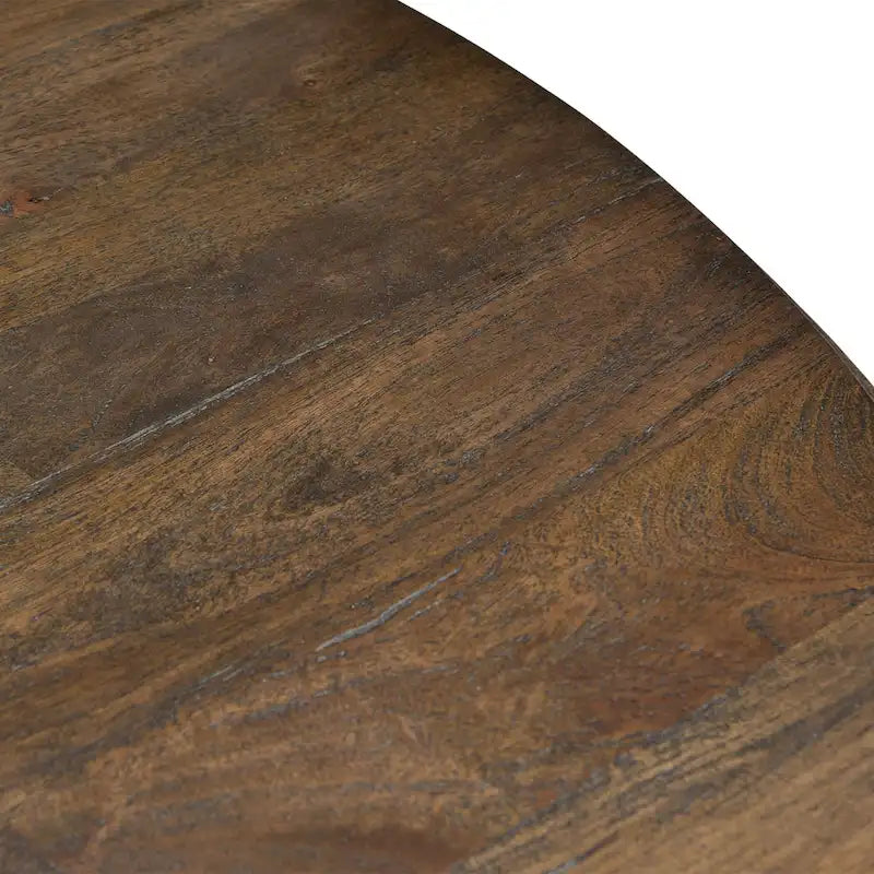 60-Inch Round Solid Mango Wood Dining Table with Vintage Brown Finish