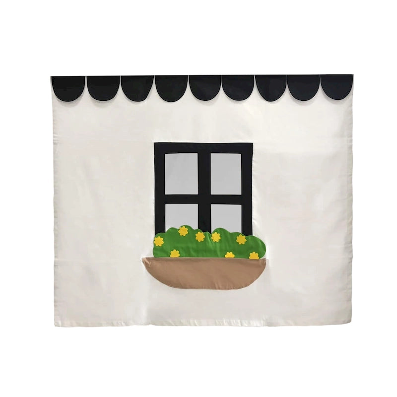 Kids Bunk Bed Cotton Underbed Curtain with Tie-Back Door, Pink Farmhouse