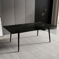 Modern Rectangular Stone Top Dining Table with Sleek Carbon Steel Legs