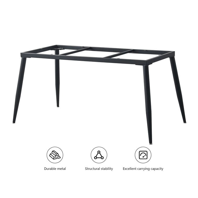 Modern Rectangular Stone Top Dining Table with Sleek Carbon Steel Legs