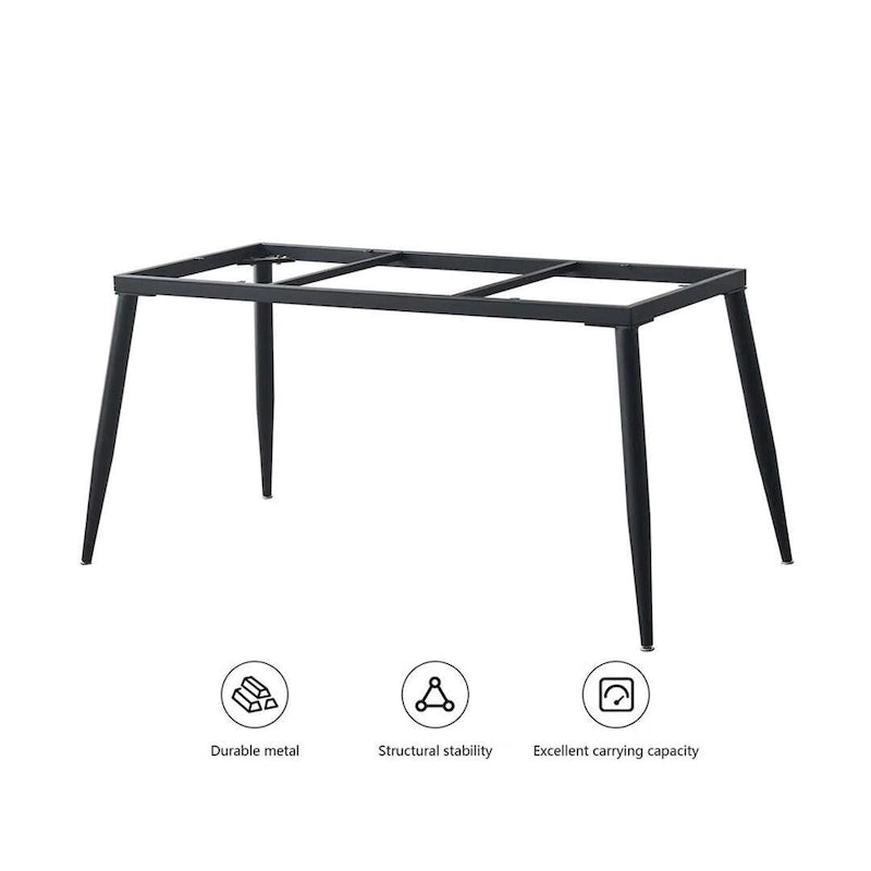 Modern Rectangular Stone Top Dining Table with Sleek Carbon Steel Legs