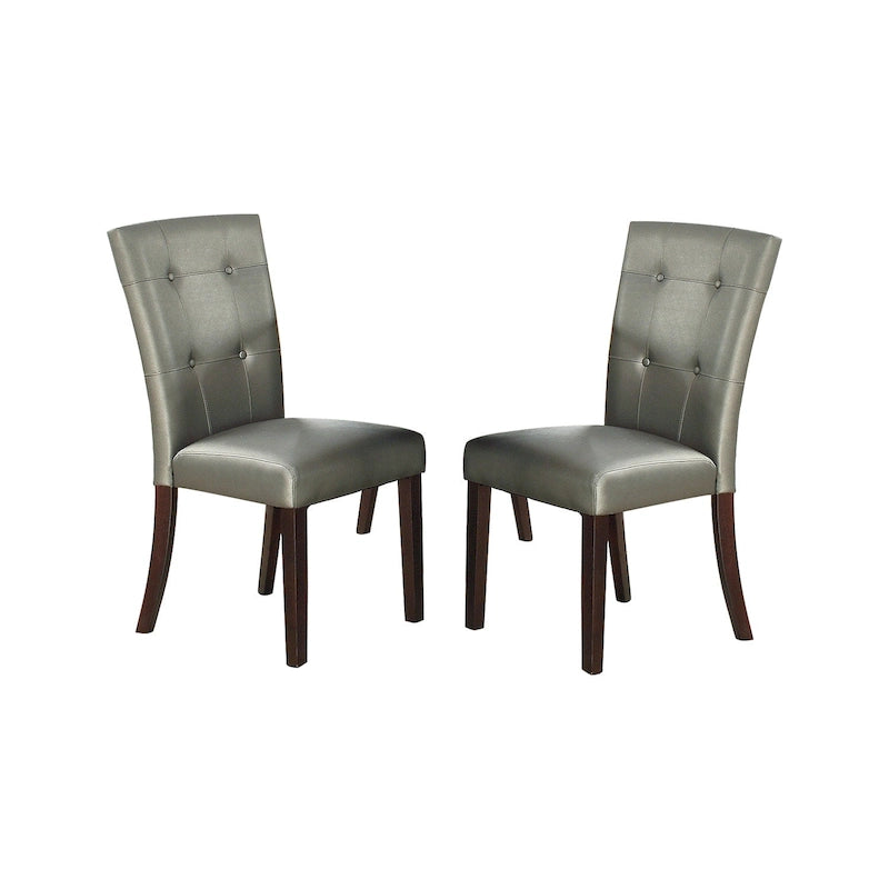 Tufted Faux Leather Upholstered Dining Side Chair with Solid Wood Legs