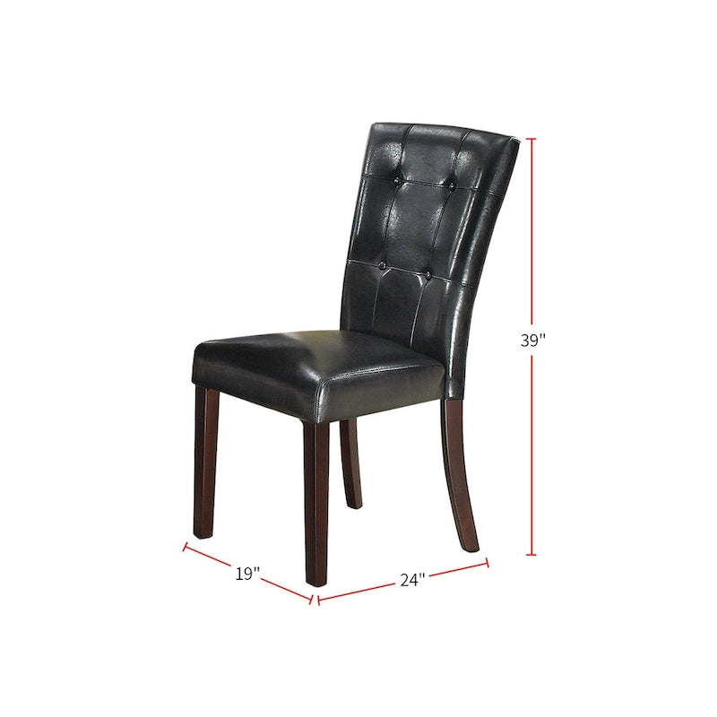 Tufted Faux Leather Upholstered Dining Side Chair with Solid Wood Legs