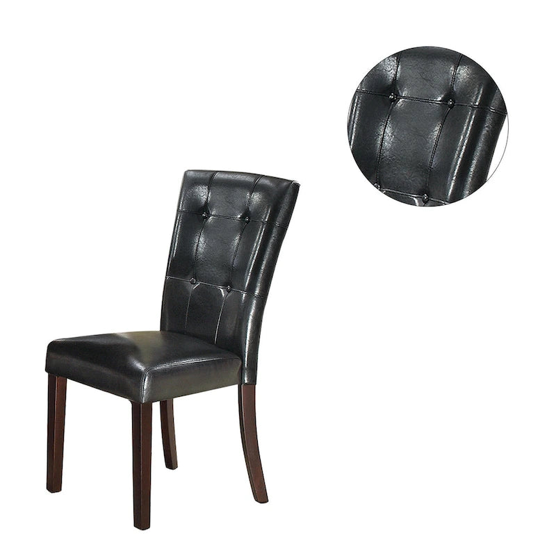 Tufted Faux Leather Upholstered Dining Side Chair with Solid Wood Legs