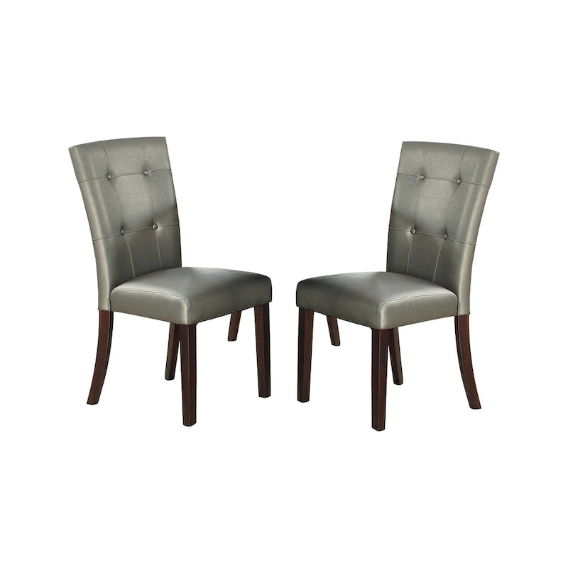 Tufted Faux Leather Upholstered Dining Side Chair with Solid Wood Legs