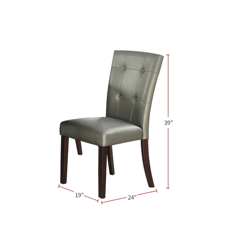 Tufted Faux Leather Upholstered Dining Side Chair with Solid Wood Legs