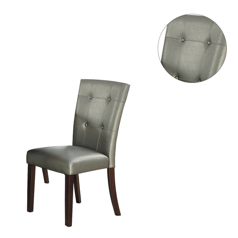 Tufted Faux Leather Upholstered Dining Side Chair with Solid Wood Legs